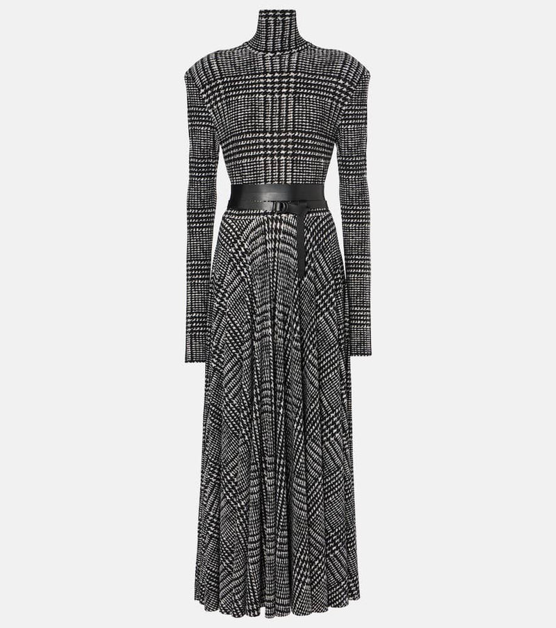 Norma Kamali Belted checked midi dress