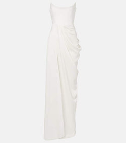 Alex Perry Bridal draped crêpe bustier gown