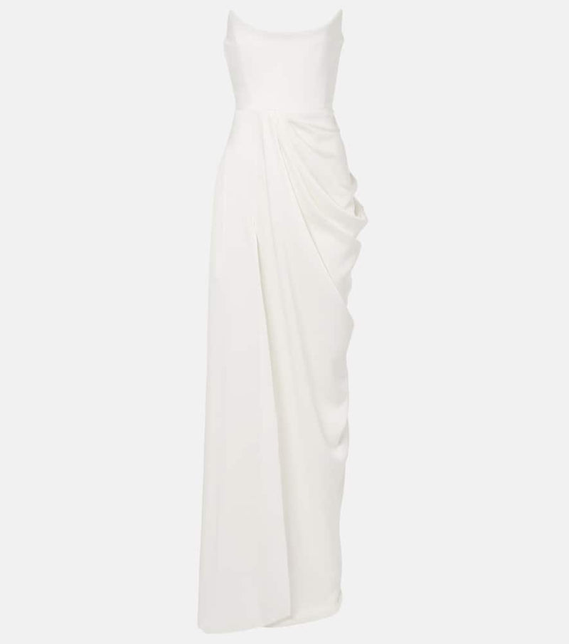 Alex Perry Bridal draped crêpe bustier gown