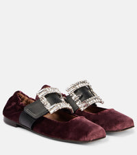 Dolce & Gabbana Embellished leather-trimmed velvet flats