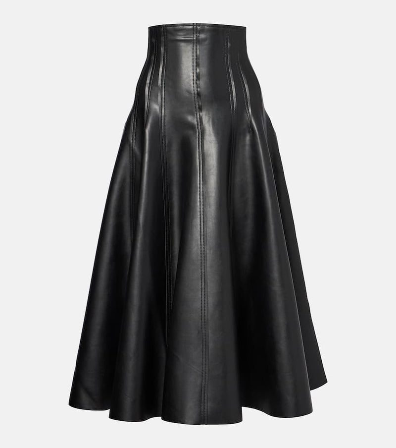 Norma Kamali Grace faux leather midi skirt