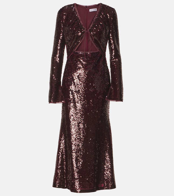 Self-Portrait Sequined cutout midi dress