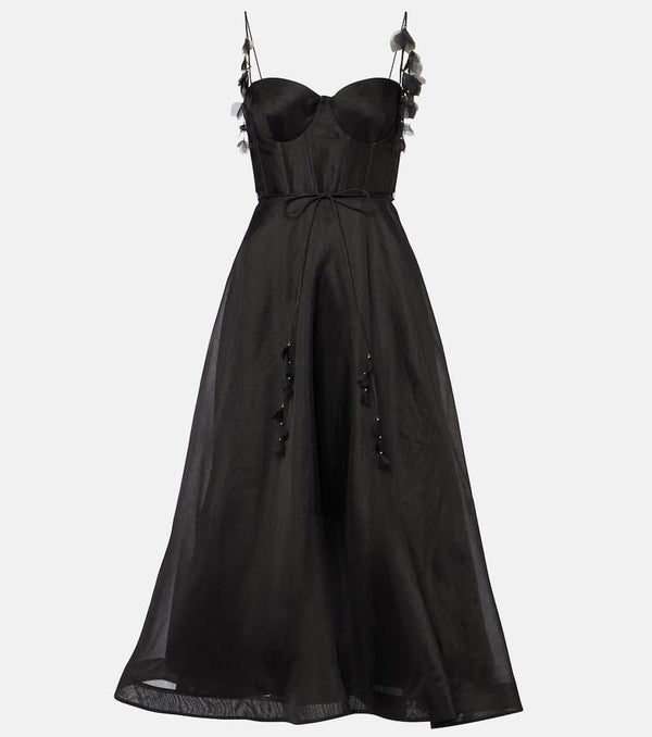 Zimmermann Natura floral linen and silk bustier dress