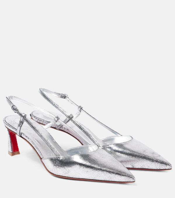 Christian Louboutin Condoroline 55 metallic leather slingback pumps