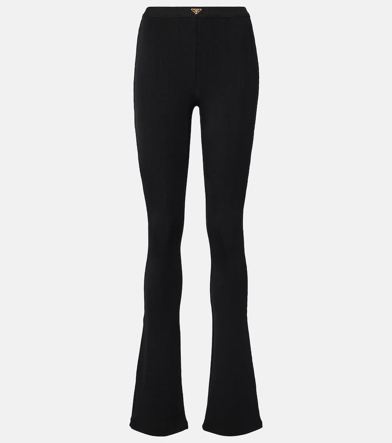 Prada Ribbed-knit jersey flared pants