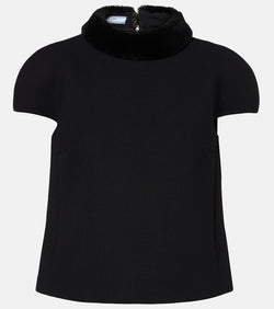 Prada Shearling-trimmed wool top