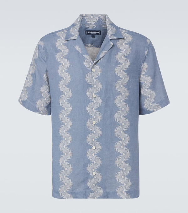 Frescobol Carioca Roberto printed linen bowling shirt