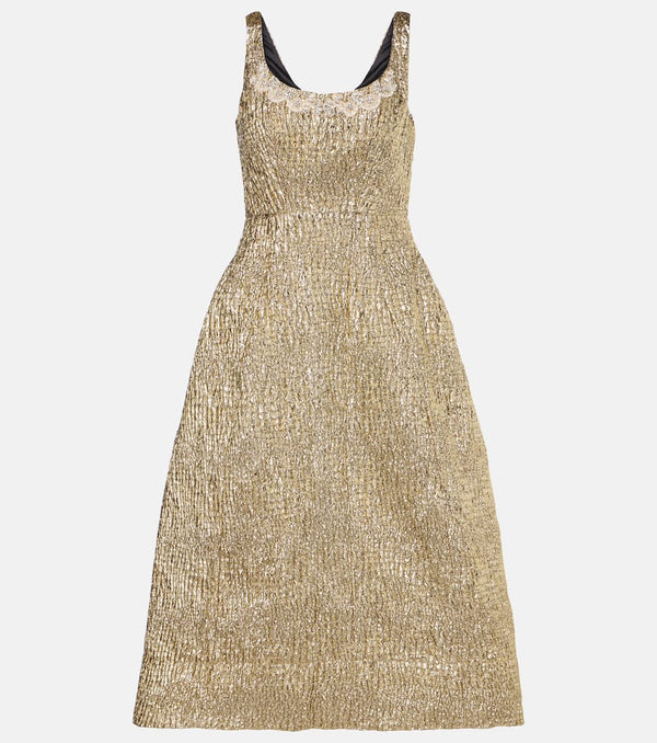 Simone Rocha Embellished metallic-effect cloqué midi dress