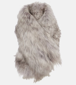 Alaïa Leather-lined shearling scarf