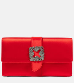 Manolo Blahnik Capri embellished satin clutch