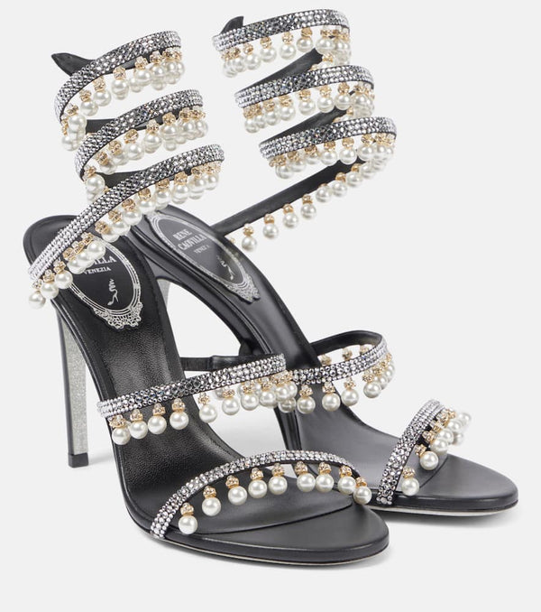 Rene Caovilla 85 embellished satin sandals