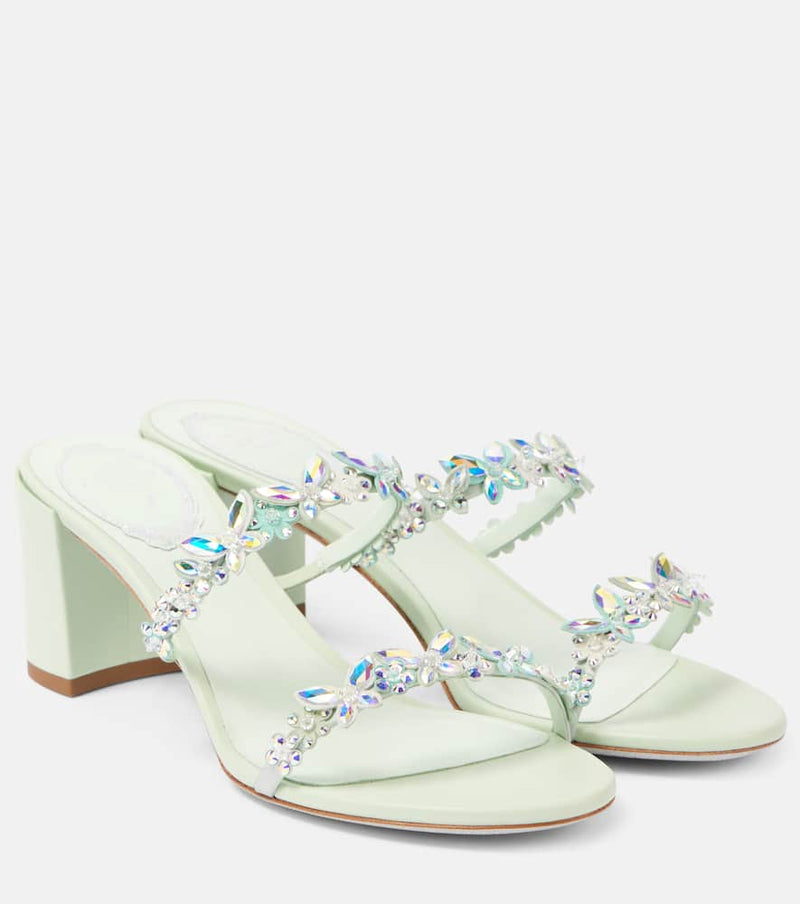 Rene Caovilla Embellished satin mules