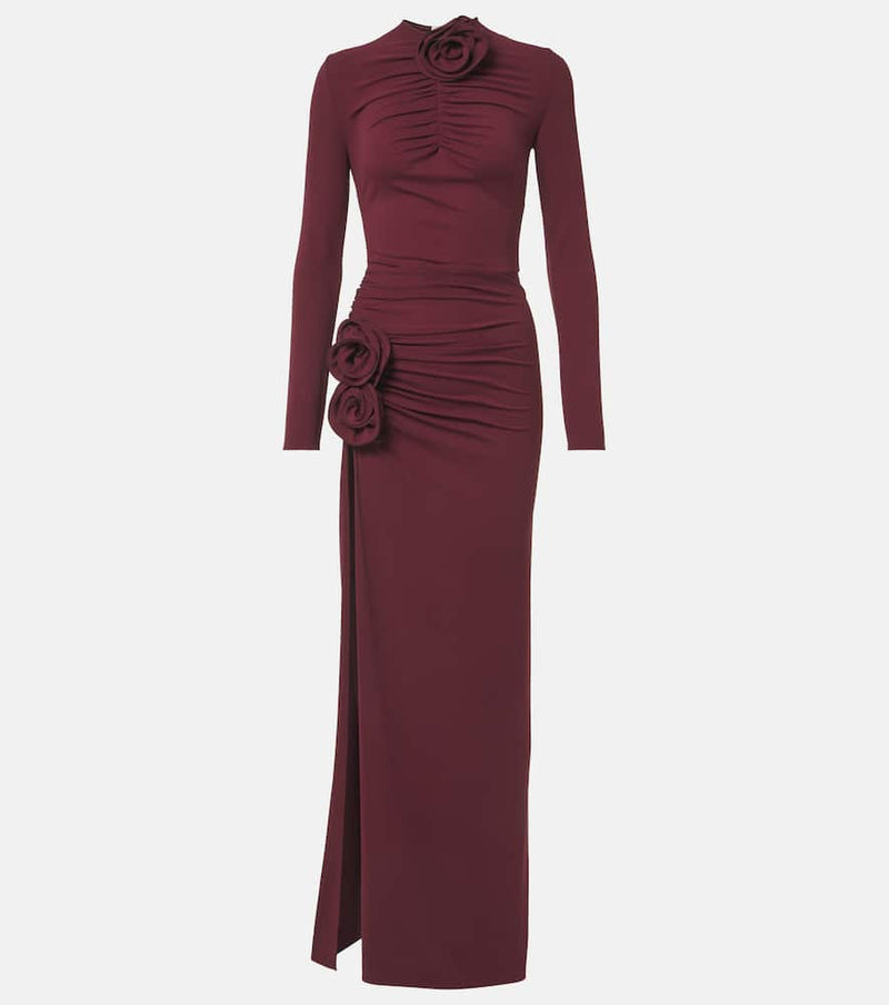 Magda Butrym Floral-appliqué ruched jersey gown