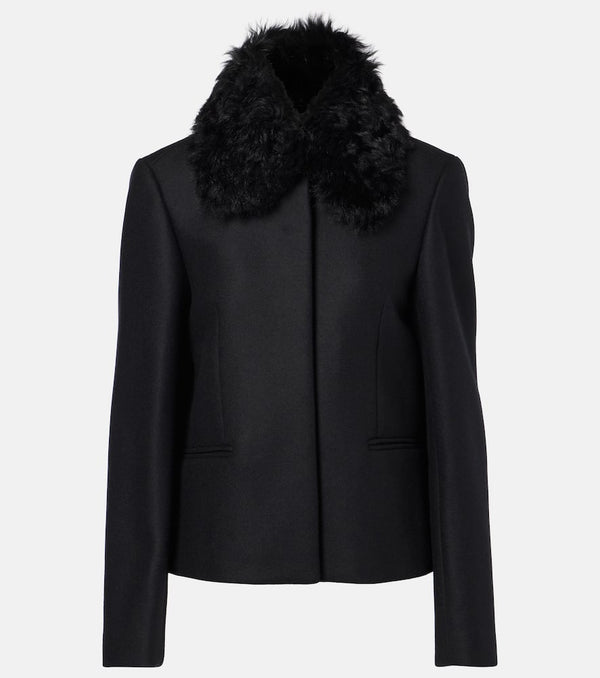 Toteme Shearling-trimmed wool-blend jacket