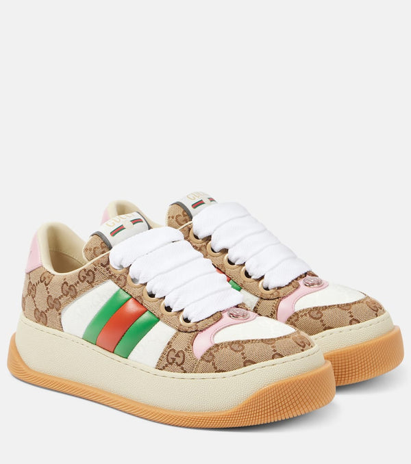 Gucci GG canvas leather-trimmed sneakers