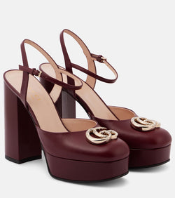 Gucci Double G leather platform pumps