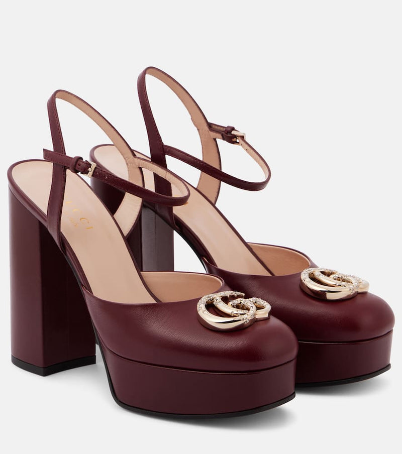 Gucci Double G leather platform pumps