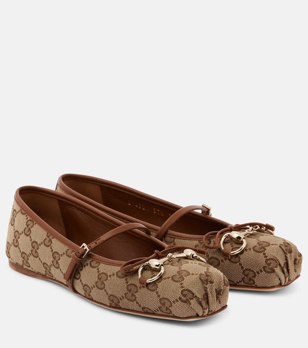 Gucci Gucci Horsebit GG Canvas ballet flats