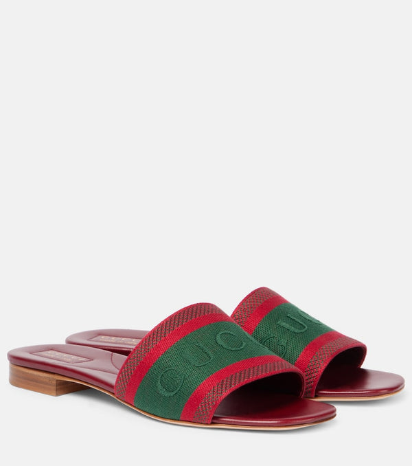 Gucci Web Stripe embroidered slides