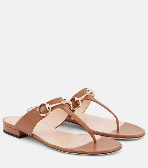 Gucci Lady Horsebit leather thong sandals