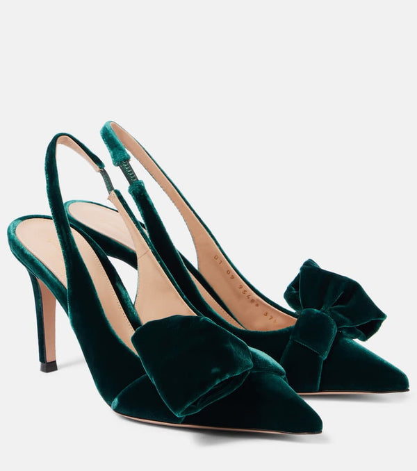 Gianvito Rossi 85 bow-detail velvet slingback pumps