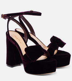 Gianvito Rossi 70 bow-detail velvet platform sandals