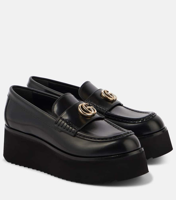 Gucci Double G leather platform loafers