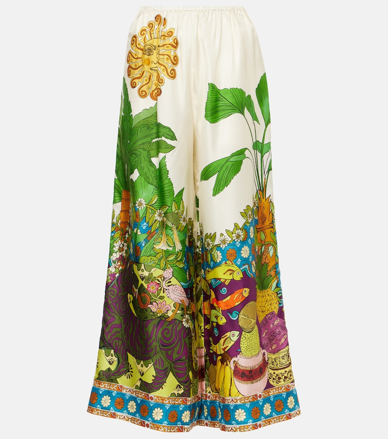 Alemais Tiger silk twill wide-leg pants