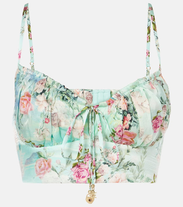 Camilla Gathered floral silk bralette