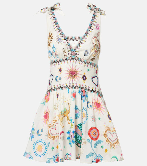 Camilla Embroidered linen and silk minidress