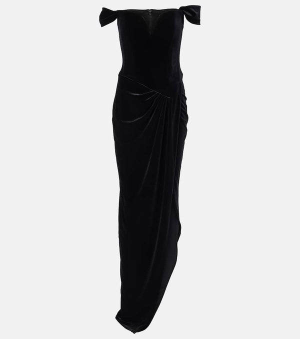 Alex Perry Asymmetric velvet bustier gown