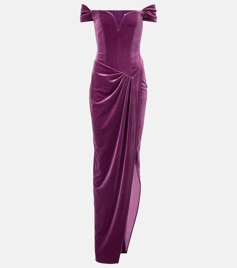 Alex Perry Asymmetric velvet bustier gown