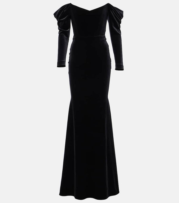 Alex Perry Draped off-shoulder velvet gown