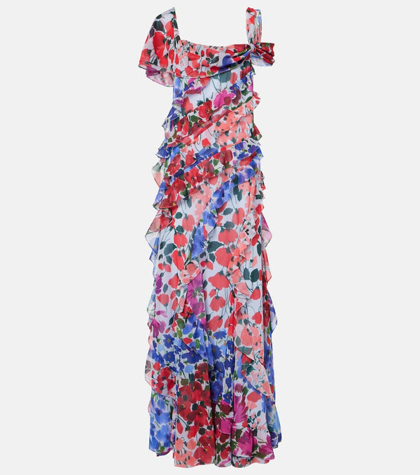 Carolina Herrera Floral ruffled chiffon gown