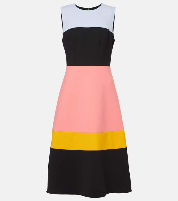 Carolina Herrera Colorblocked wool-blend midi dress