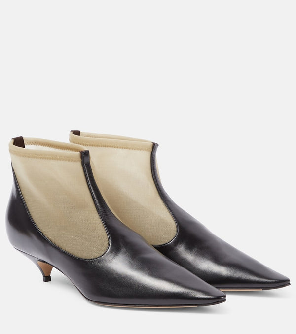 The Row Mesh leather-trimmed ankle boots