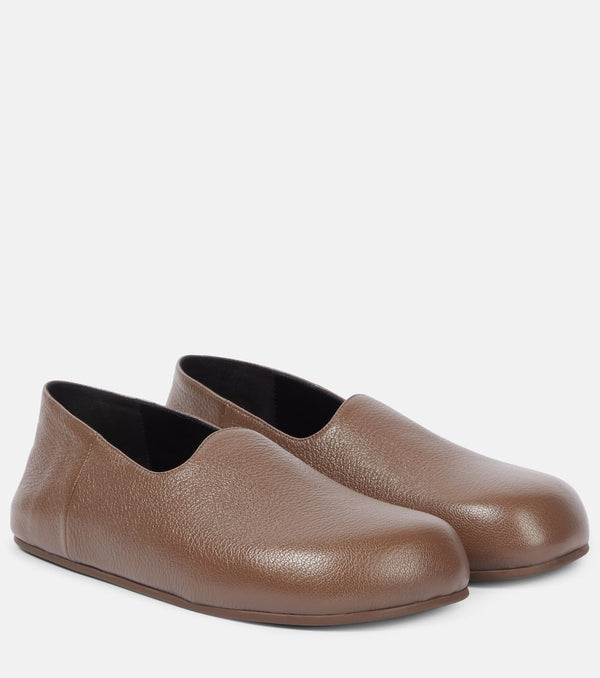 The Row Hugh leather slip-on shoes