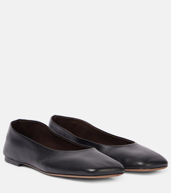 The Row Square leather ballet flats