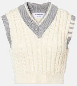 Thom Browne Cropped cable-knit wool sweater vest