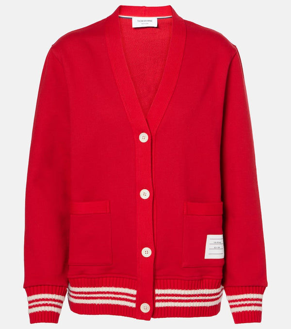 Thom Browne 4-Bar bouclé-trimmed cotton cardigan