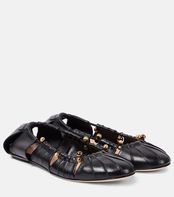 Chloé Luna embellished cutout leather ballet flats