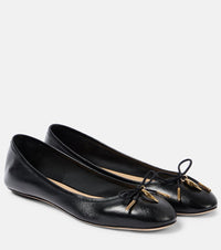 Chloe Iris bow-detail leather ballet flats