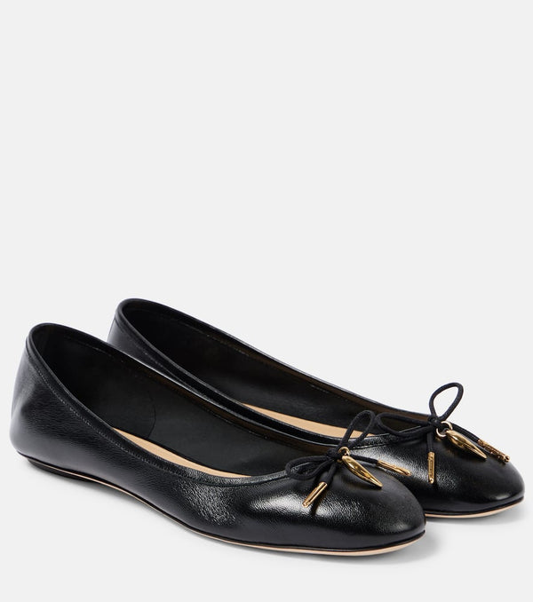Chloe Iris bow-detail leather ballet flats