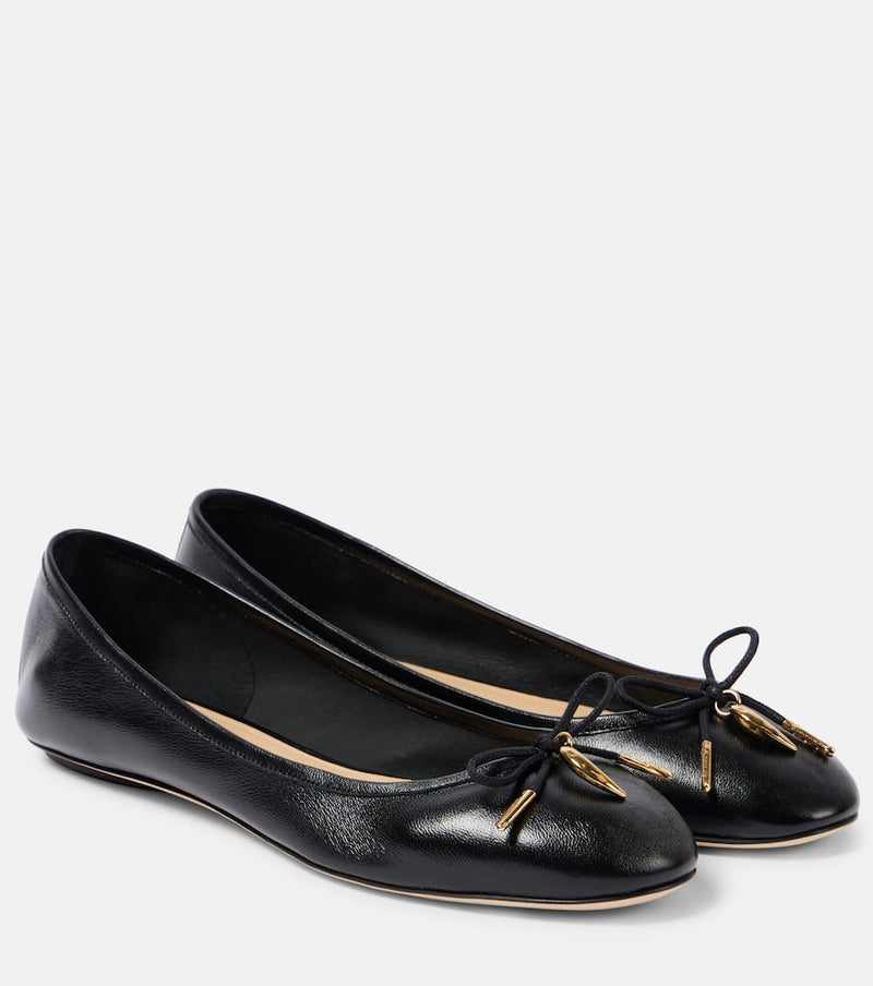 Chloe Iris bow-detail leather ballet flats