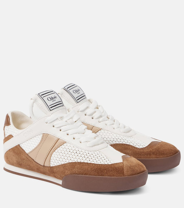 Chloé Kick suede and leather-trimmed sneakers