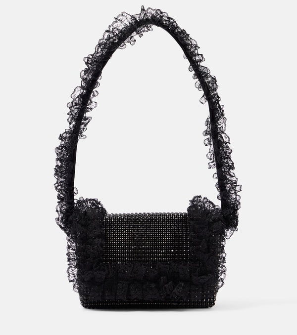 Self-Portrait Embellished lace shoulder bag