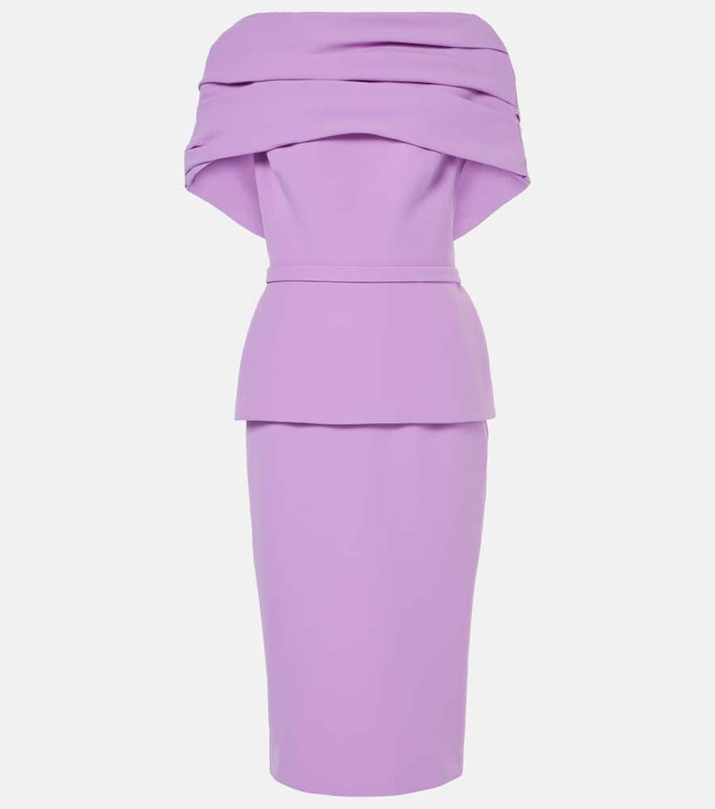 Safiyaa Loura draped peplum crêpe midi dress