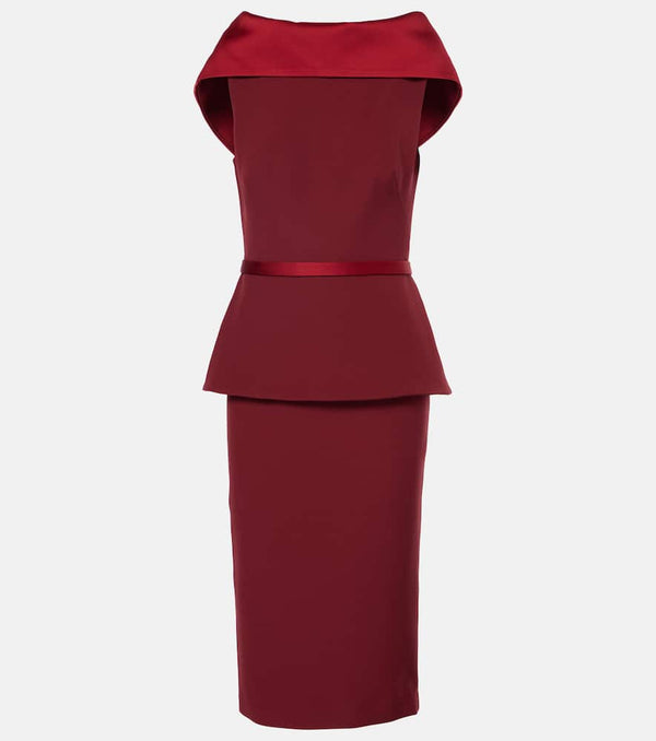 Safiyaa Rella draped peplum heavy crêpe midi dress