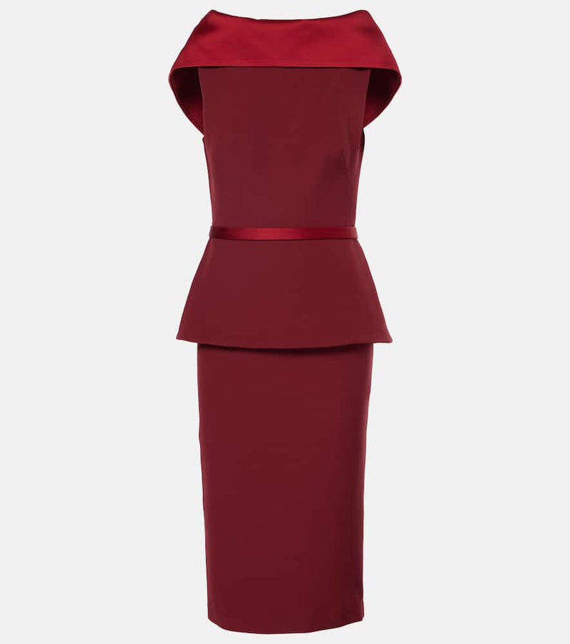 Safiyaa Rella draped peplum heavy crêpe midi dress