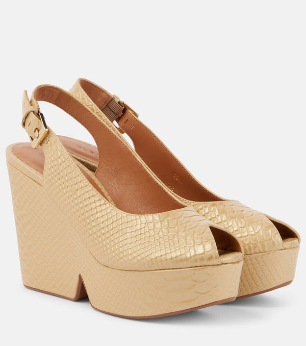 Clergerie Dylan snake-effect leather wedge pumps